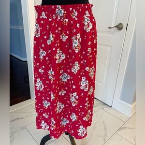 LOFT Red Smocked Skirt Resort Wear